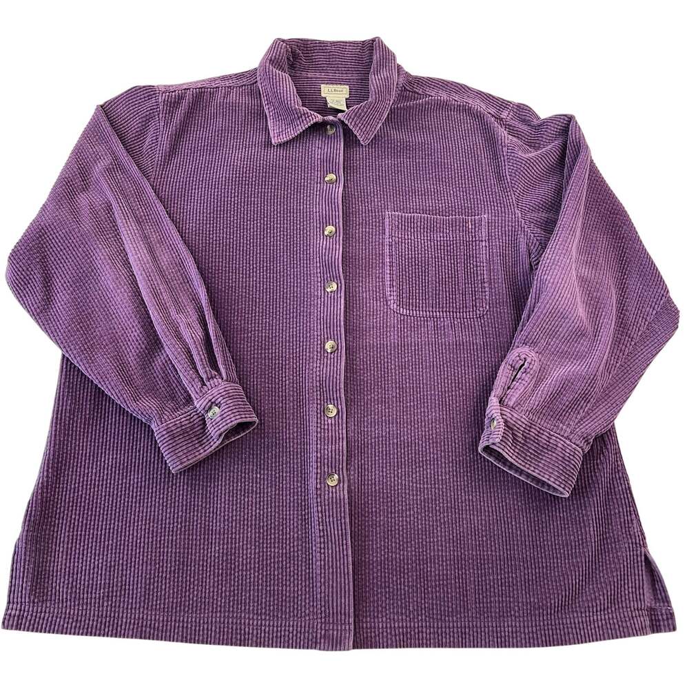 L.L. Bean Vintage Purple Corduroy Button Down Shirt women's size Large